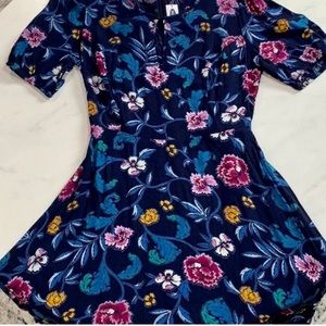 Keyhole A-line Floral Dress